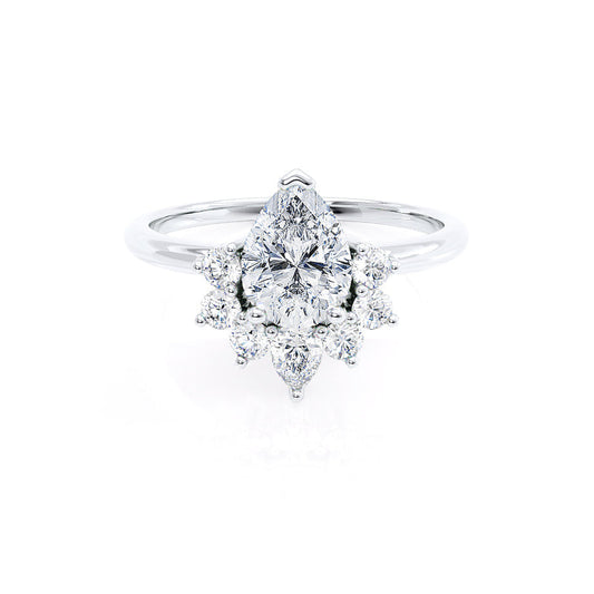 1.20 CT Pear Shaped Moissanite Cluster Style Engagement Ring