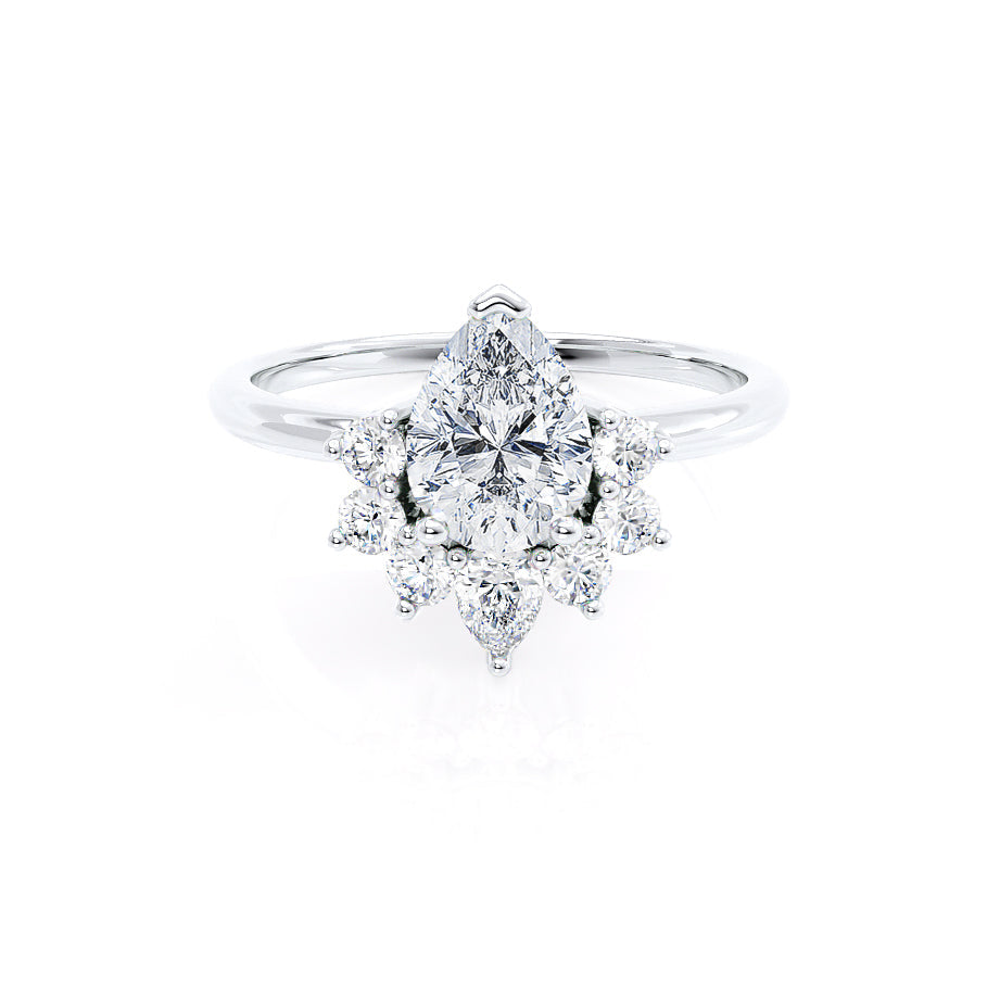 1.5 CT Pear Cut Cluster Style Moissanite Engagement Ring