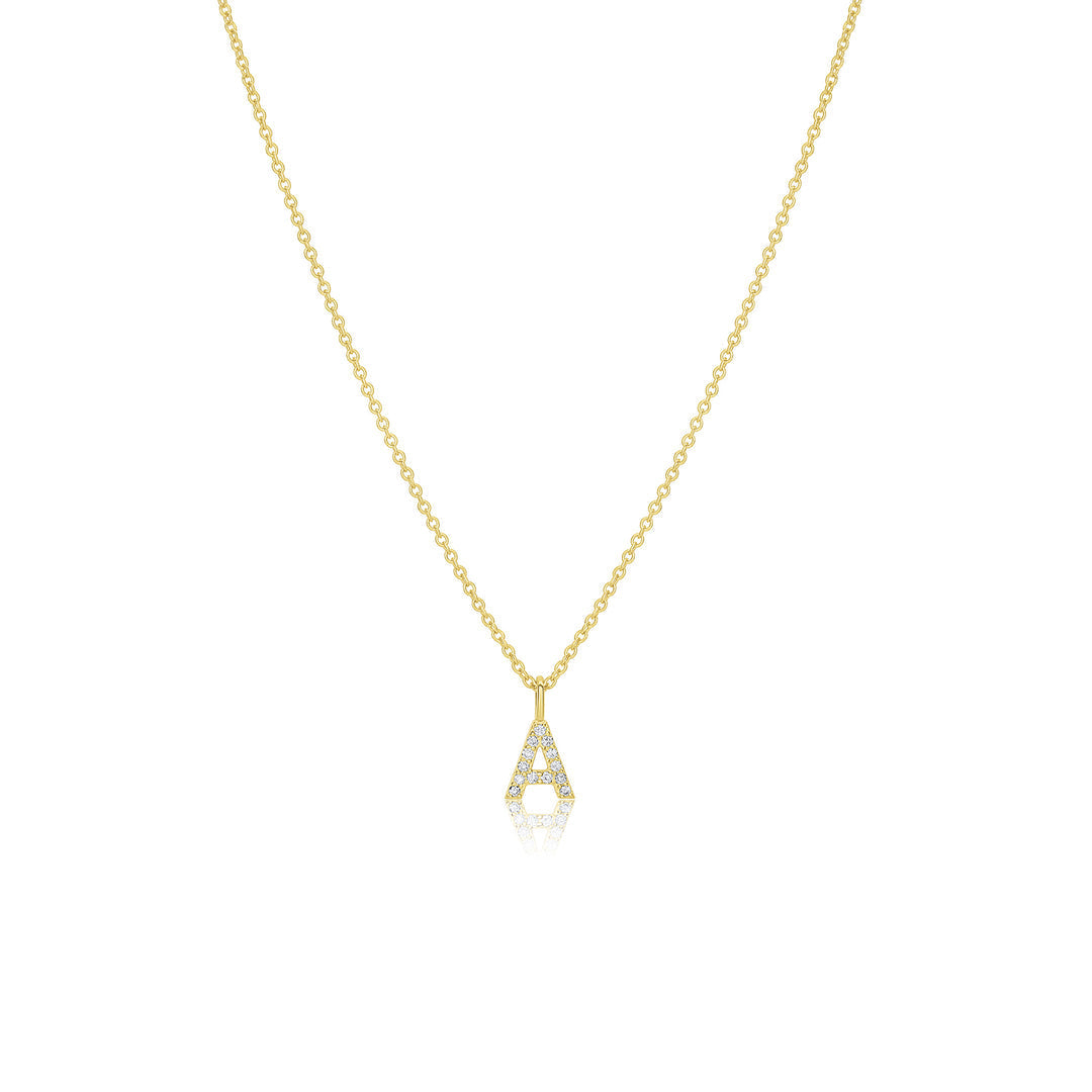 0.08 TCW Round Moissanite Initial Necklace