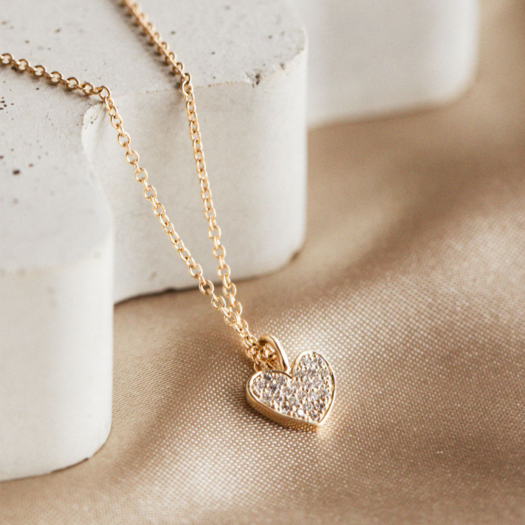 0.07 TCW Round Moissanite Heart Multi Stone Necklace