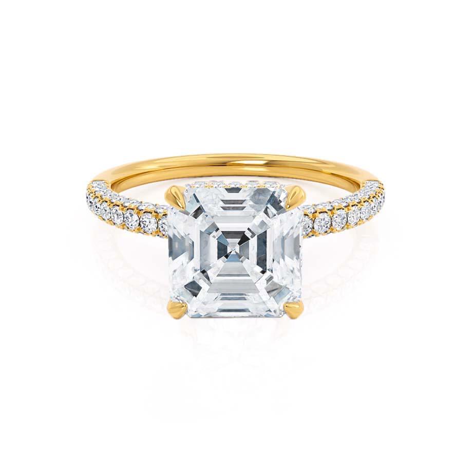 1.50 CT Asscher Shaped Moissanite Hidden Halo Style Engagement Ring