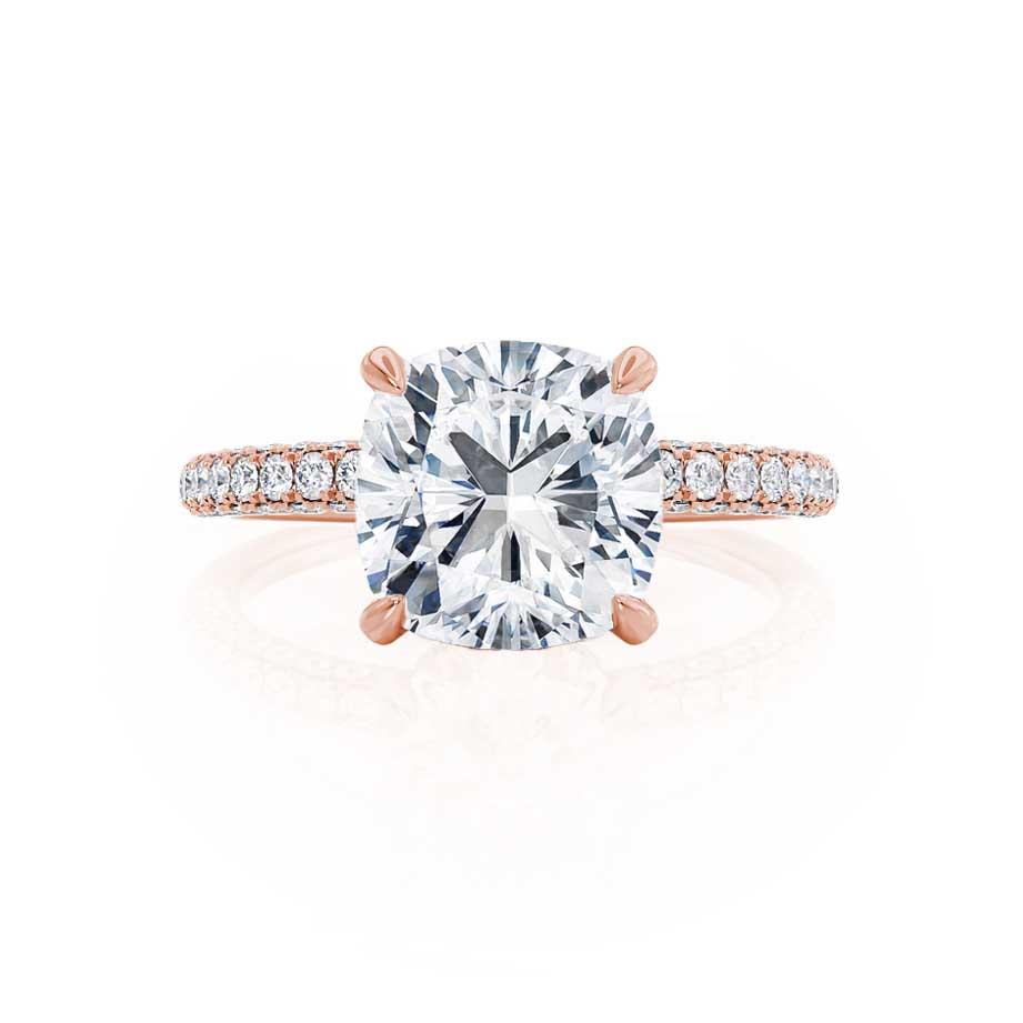 1.10 CT Cushion Shaped Moissanite Hidden Halo Style Engagement Ring