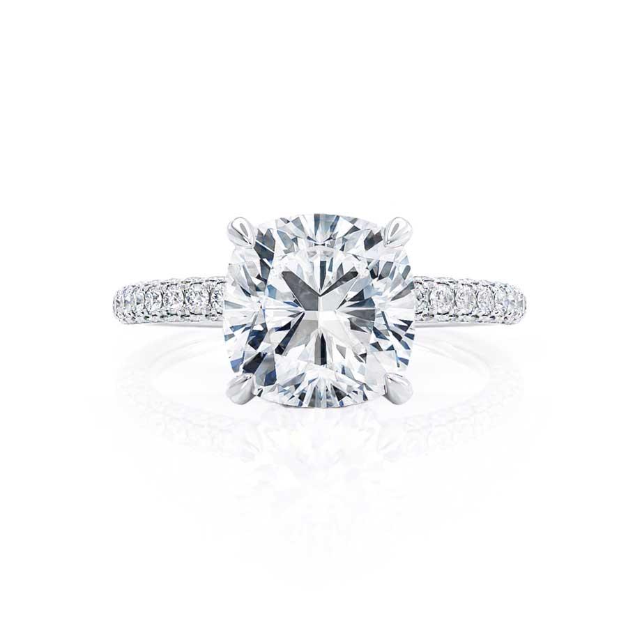 1.70 CT Cushion Shaped Hidden Halo Style Moissanite Engagement Ring