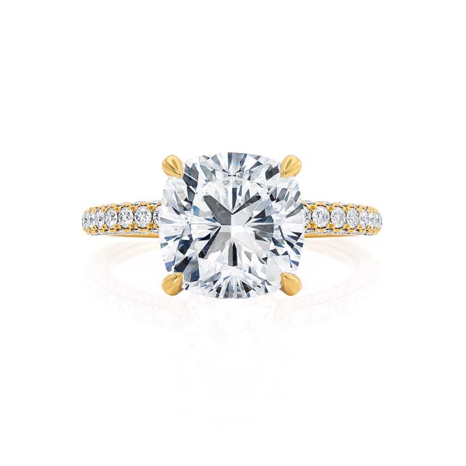 1.30 CT Cushion Shaped Moissanite Hidden Halo Style Engagement Ring