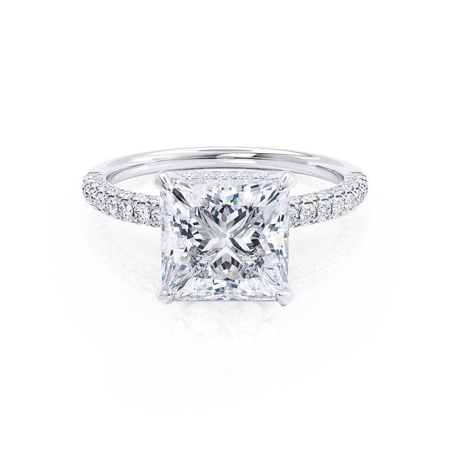 1.50 CT Princess Shaped Moissanite Hidden Halo Style Engagement Ring