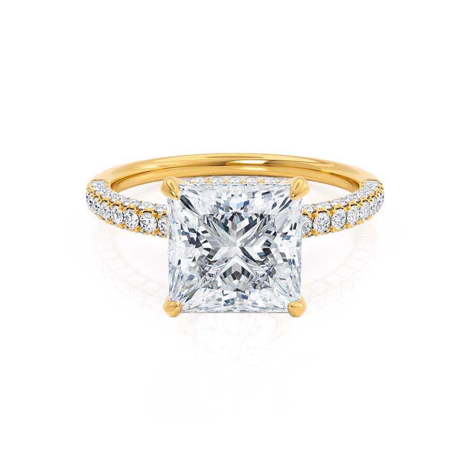 1.50 CT Princess Shaped Moissanite Hidden Halo Style Engagement Ring