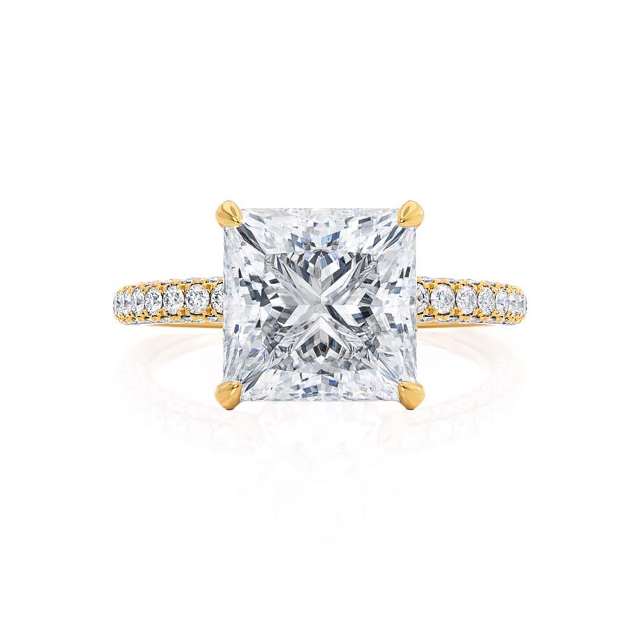 1.50 CT Princess Shaped Moissanite Hidden Halo Style Engagement Ring