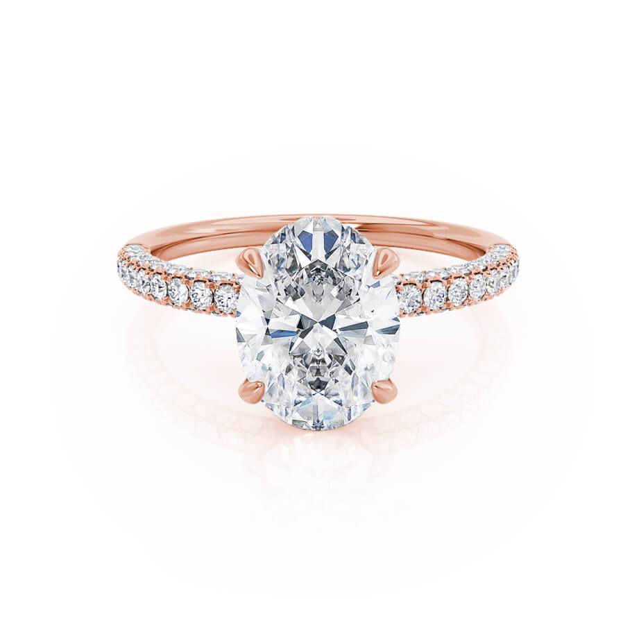 2.10 CT Oval Shaped Moissanite Hidden Halo Style Engagement Ring