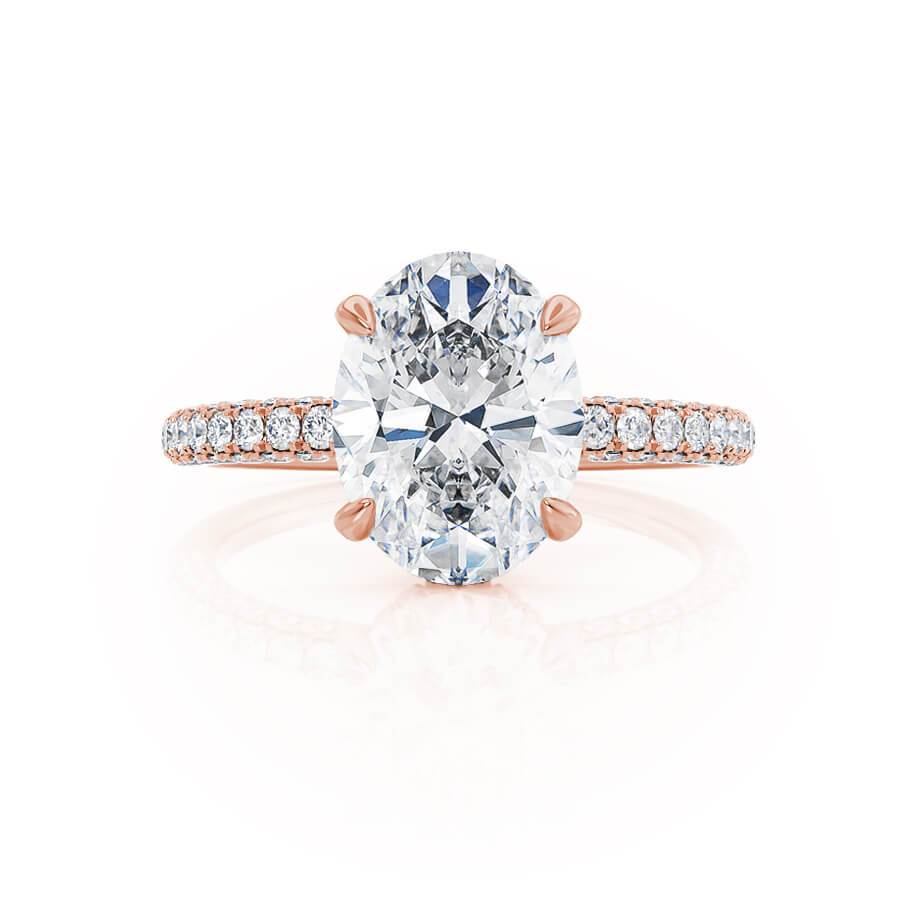2.10 CT Oval Shaped Moissanite Hidden Halo Style Engagement Ring
