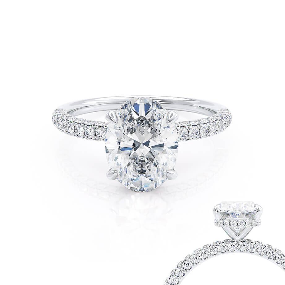 1.50 CT Oval Shaped Moissanite Hidden Halo Style Engagement Ring