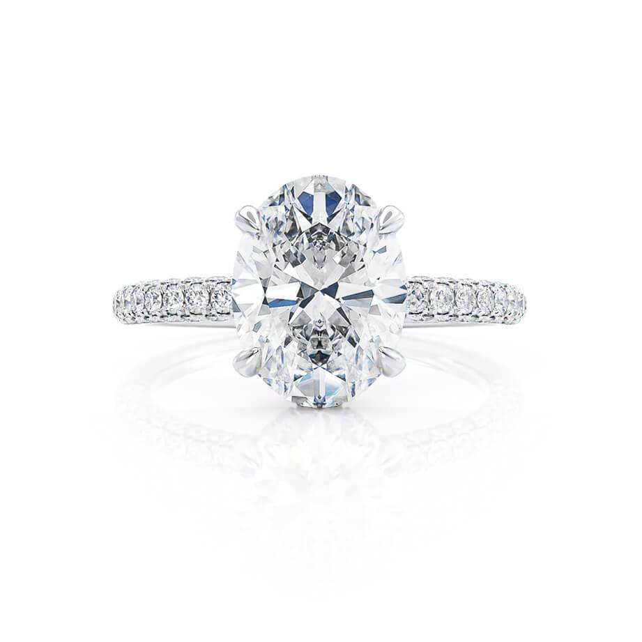 1.50 CT Oval Shaped Moissanite Hidden Halo Style Engagement Ring