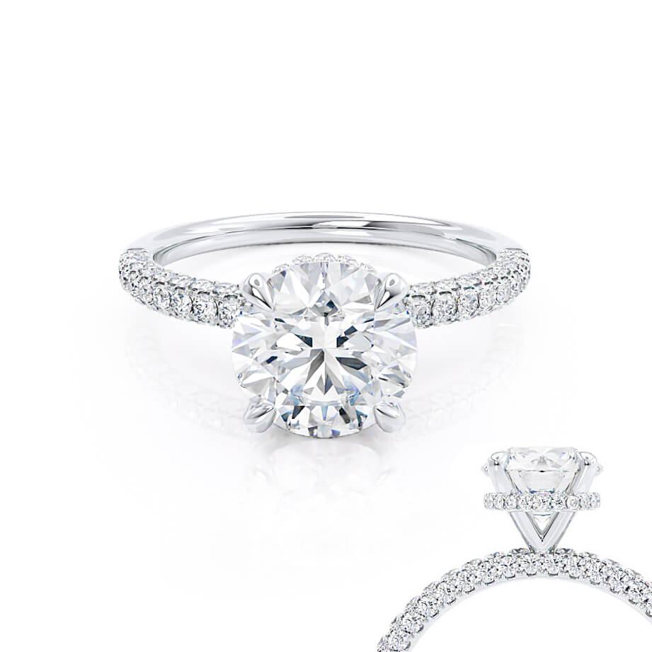 1.50 CT Round Shaped Moissanite Hidden Halo Engagement Ring