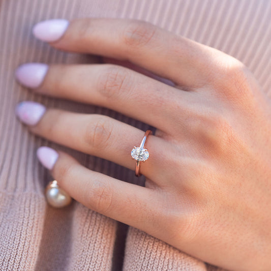 1.33 CT Oval Cut Solitaire Moissanite Engagement Ring