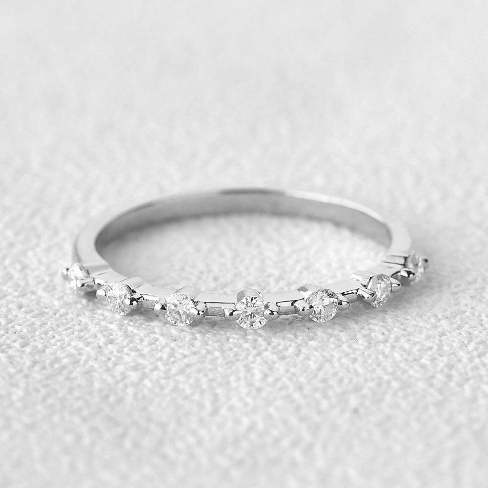 0.2 CT Round Cut Dainty Moissanite Wedding Band