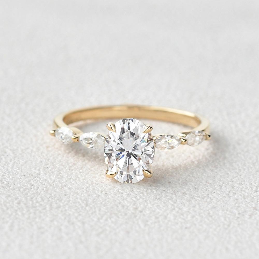 1.33 CT Oval Cut Solitaire Pave Moissanite Engagement Ring