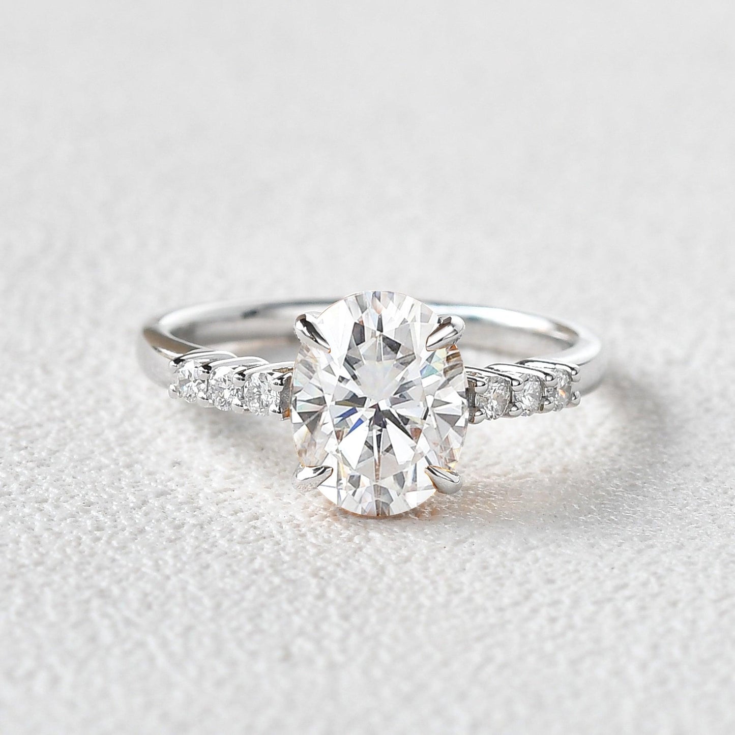 1.91 CT Oval Pave Lab Grown Diamond Engagement Ring