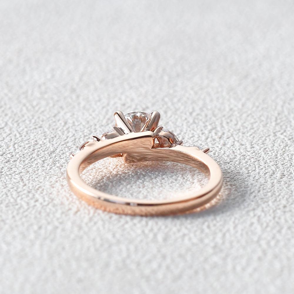 1 CT Round Cluster Lab Grown Diamond Engagement Ring