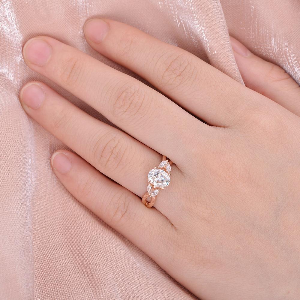 1.33 CT Oval Cut Art Deco Moissanite Engagement Ring