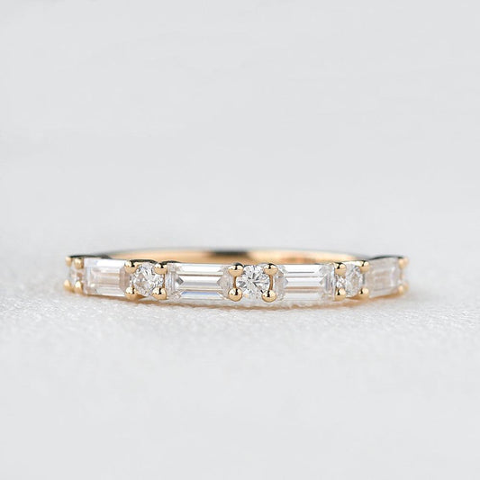 0.24 CT Round And Baguette Alternative Moissanite Wedding Band