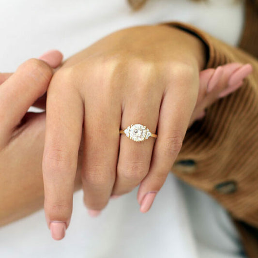 2.0 CT Round Cluster Style Moissanite Engagement Ring