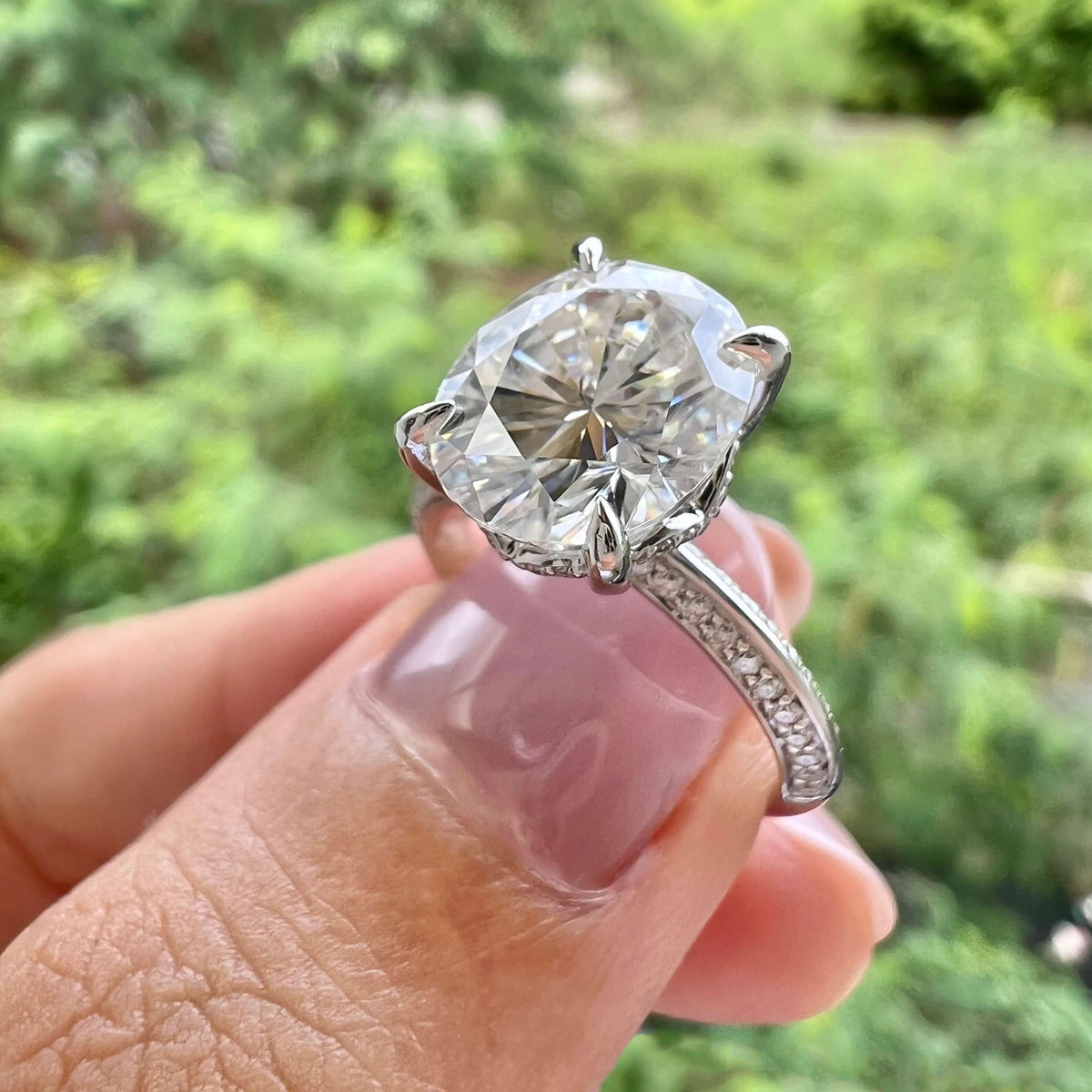 5.18 CT Oval Pave Moissanite Engagement Ring