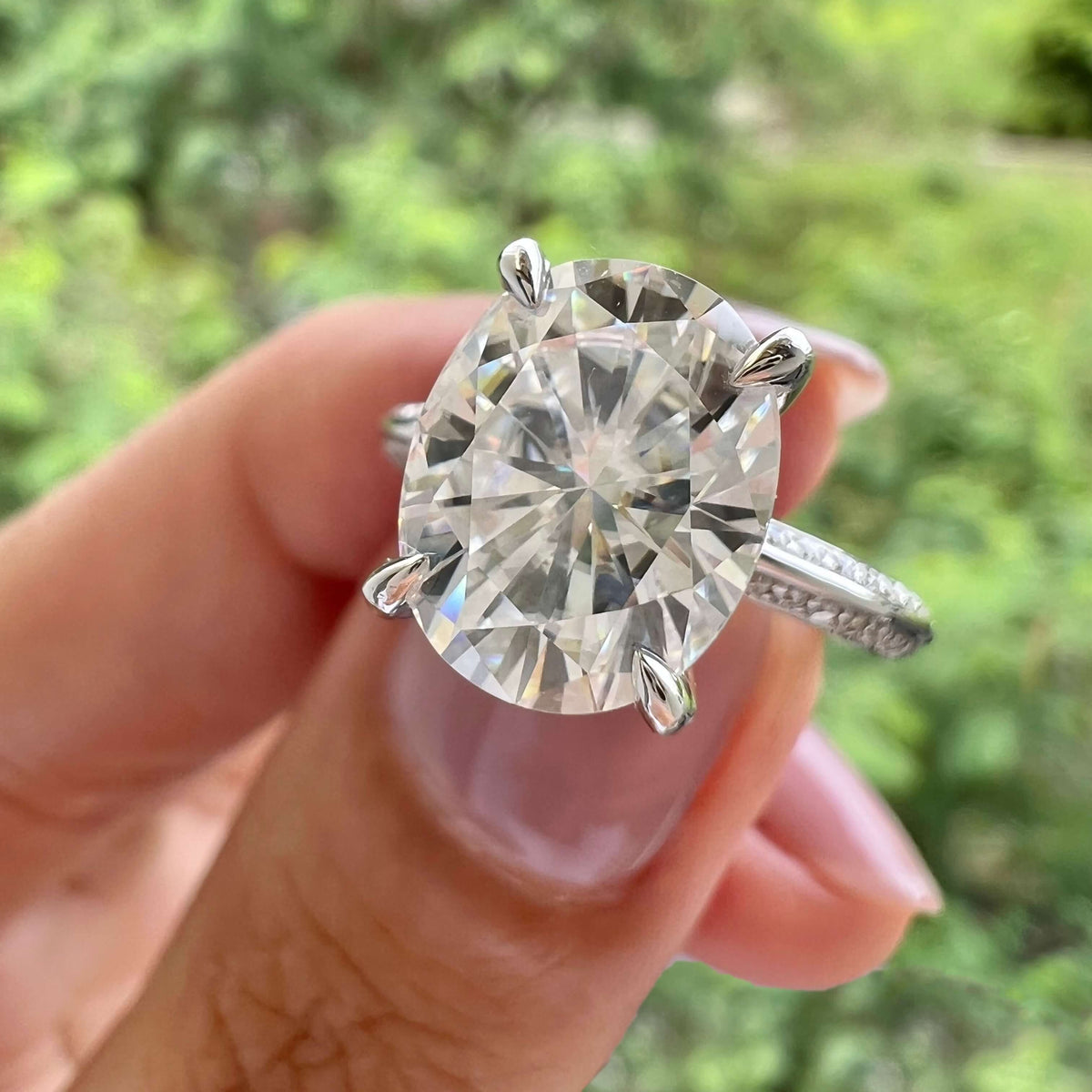 5.18 CT Oval Pave Moissanite Engagement Ring