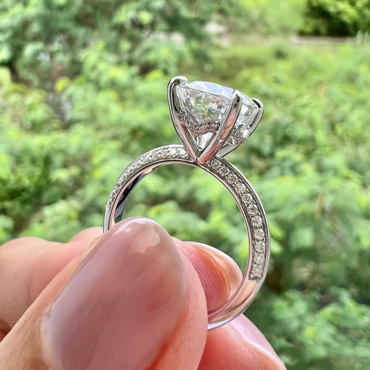 5.18 CT Oval Pave Moissanite Engagement Ring