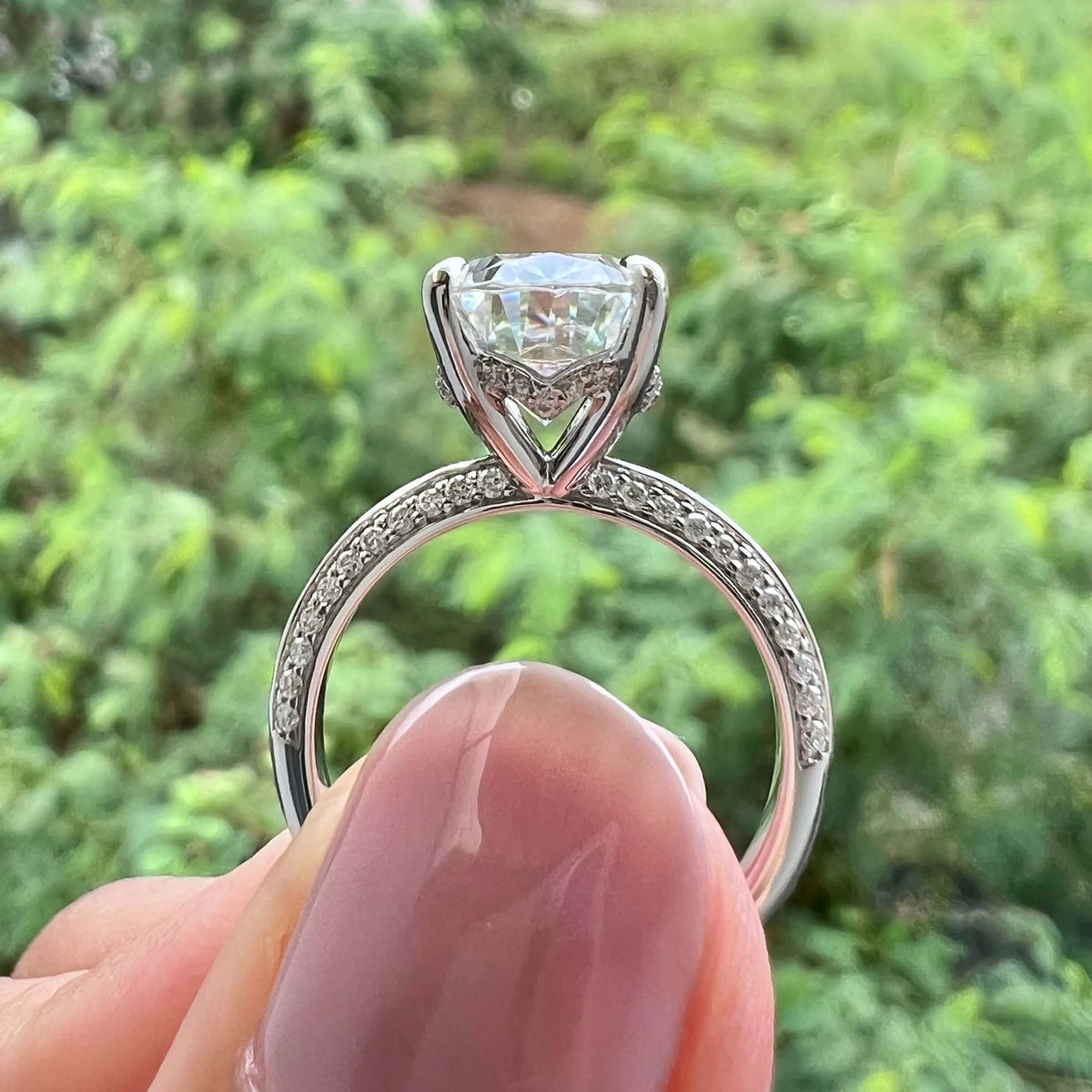 5.18 CT Oval Pave Moissanite Engagement Ring