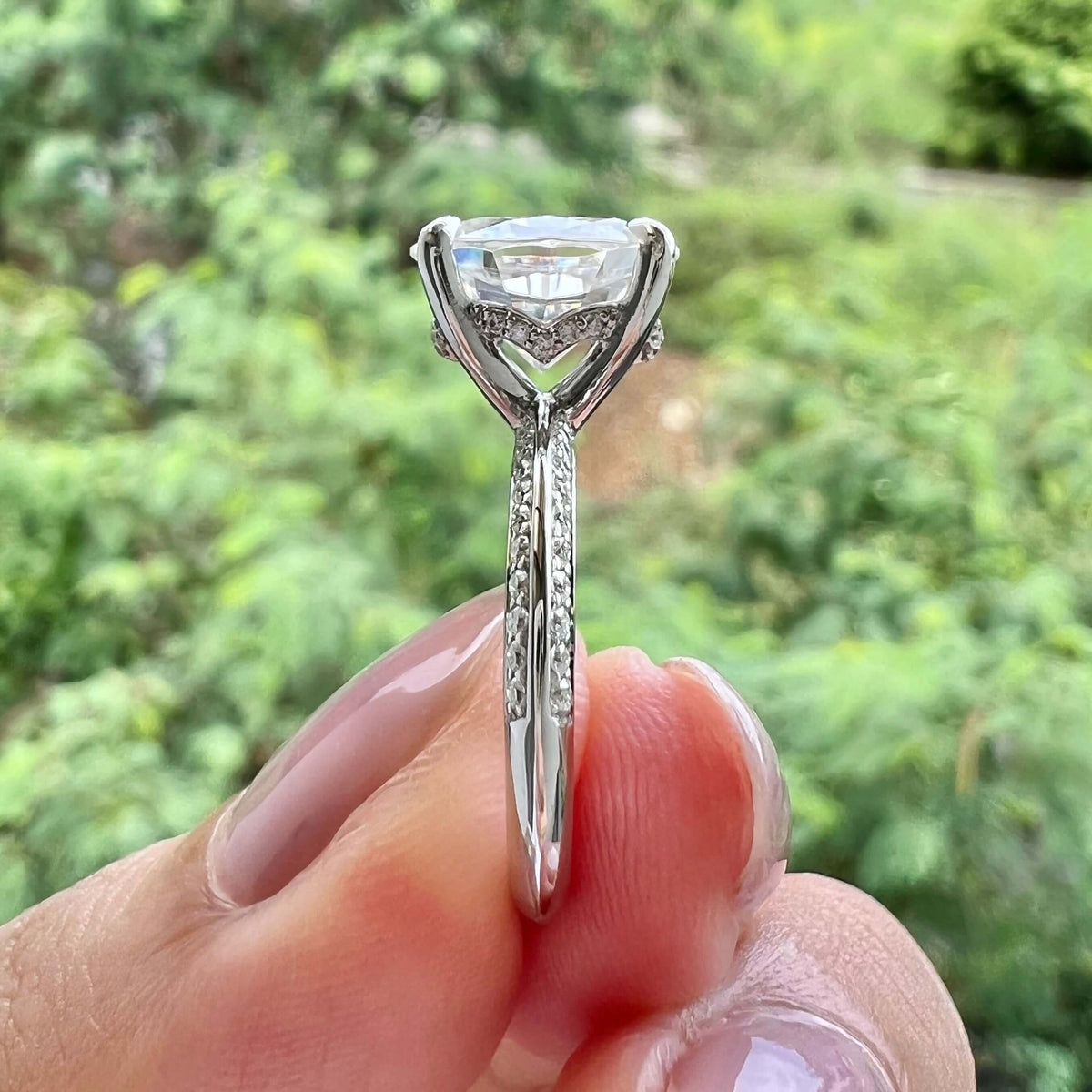 5.18 CT Oval Pave Moissanite Engagement Ring