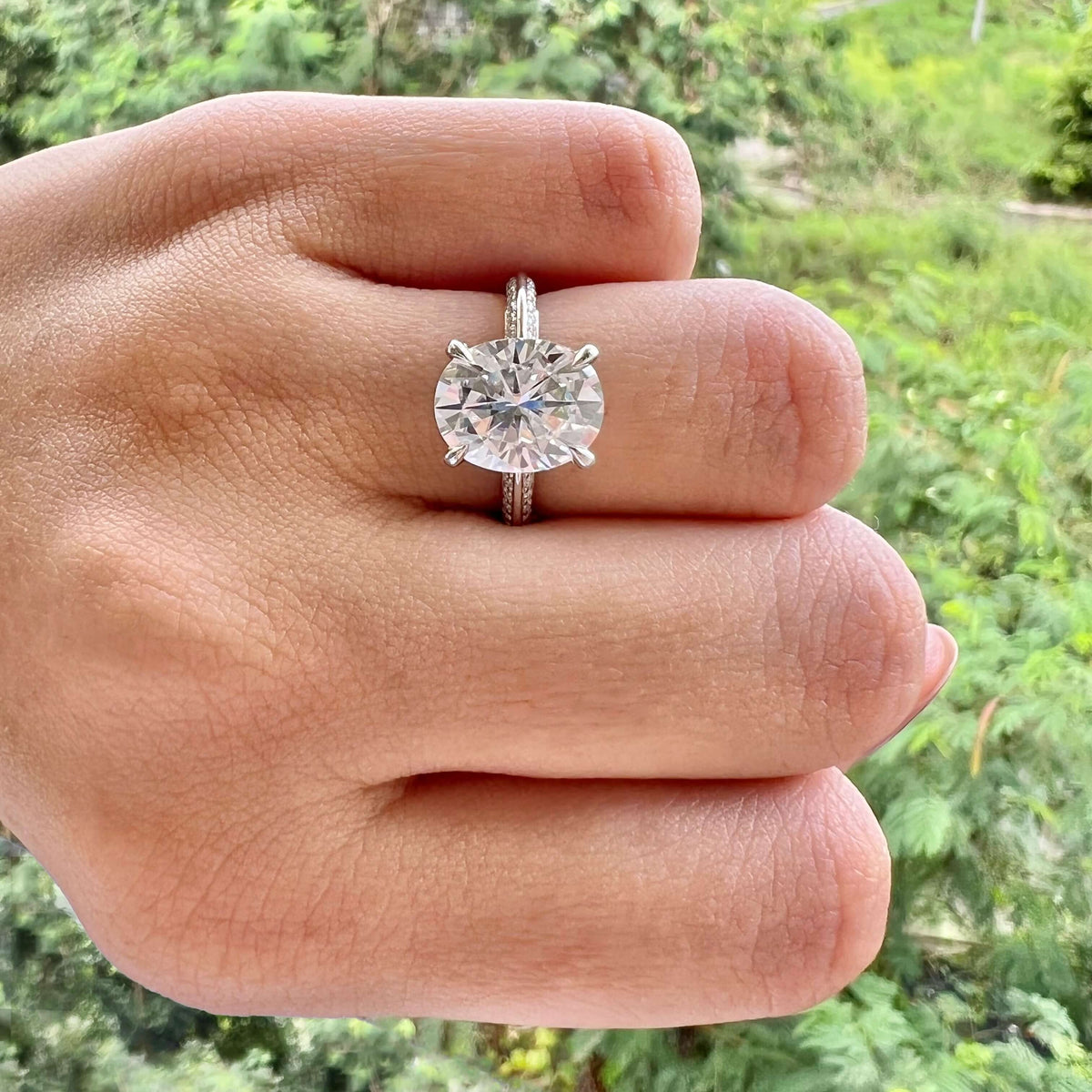 5.18 CT Oval Pave Moissanite Engagement Ring
