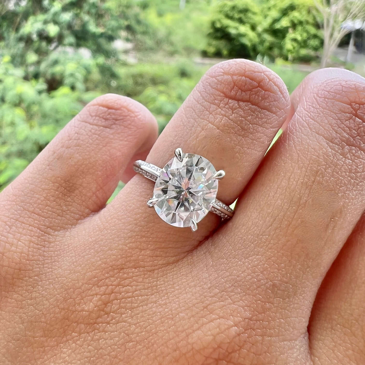 5.18 CT Oval Pave Moissanite Engagement Ring