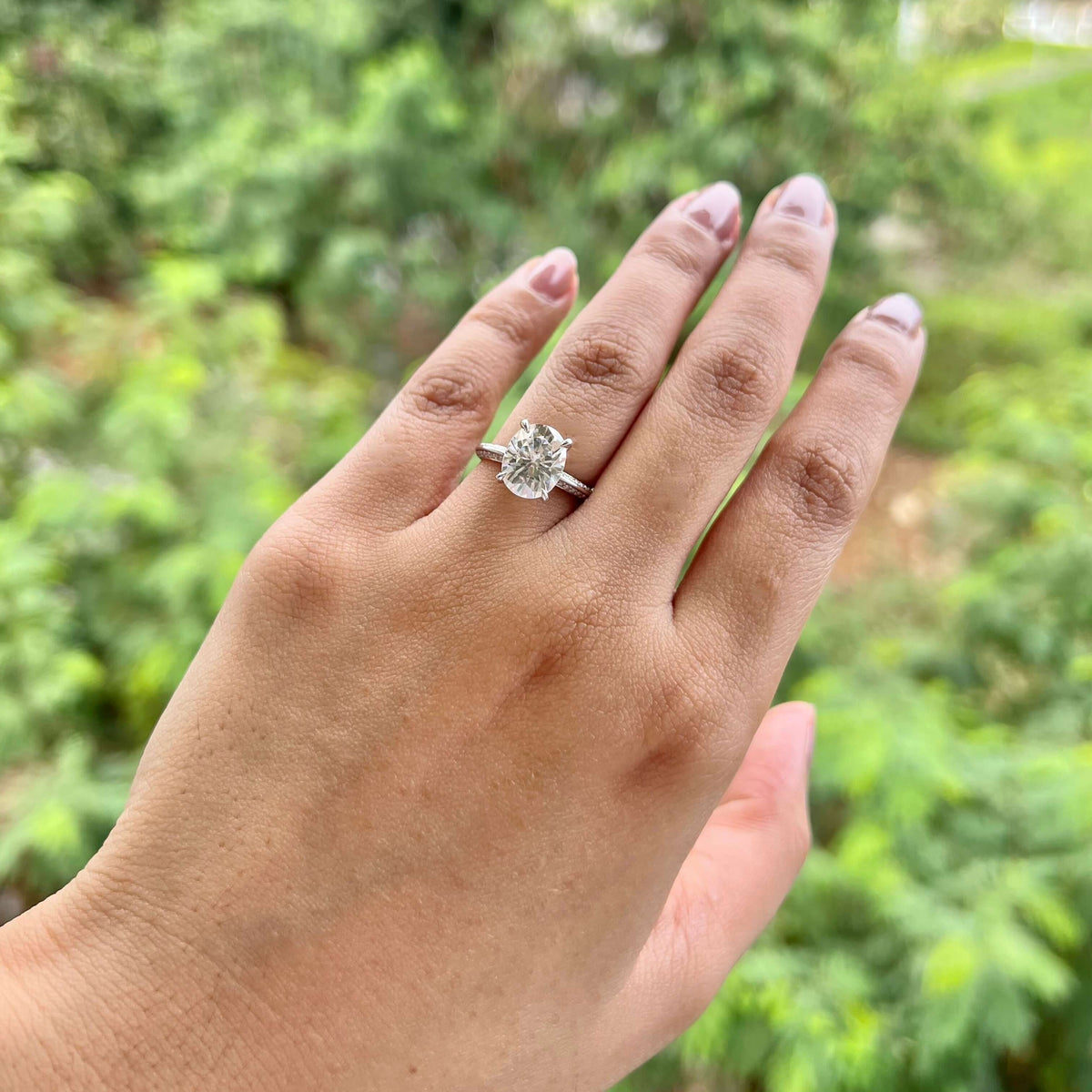 5.18 CT Oval Pave Moissanite Engagement Ring