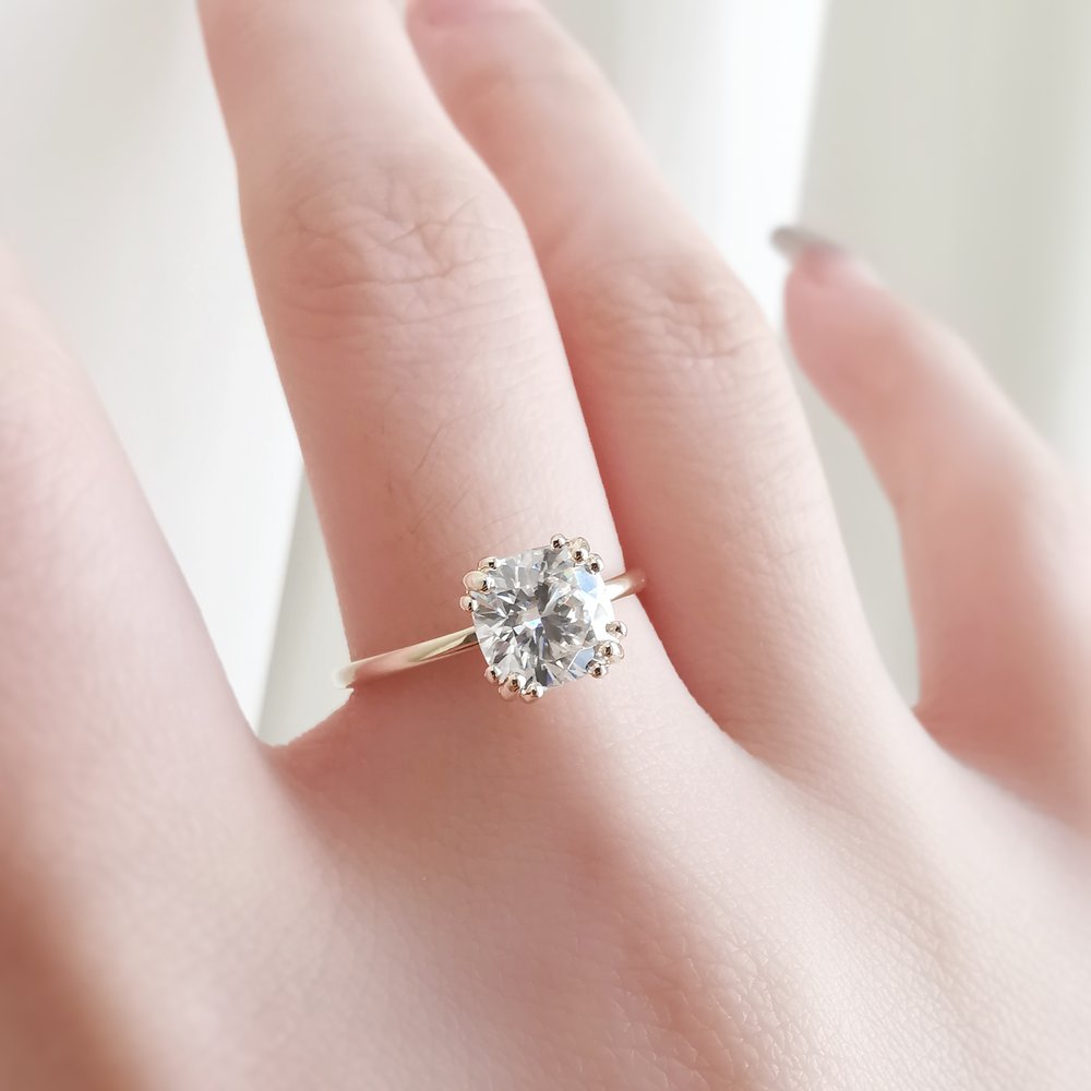 1.50 CT Cushion Shaped Moissanite Solitaire Engagement Ring