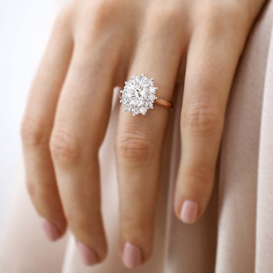 2.10 CT Oval Shaped Moissanite Halo Engagement Ring