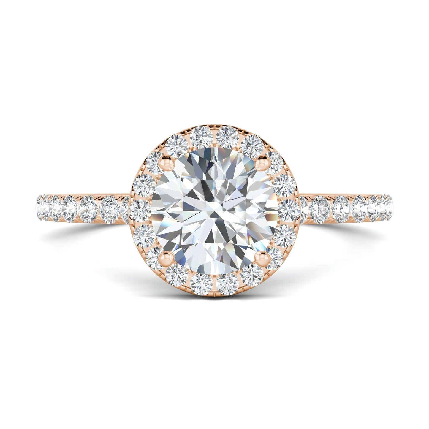 1.0 CT Round Cut Halo Moissanite Engagement Ring