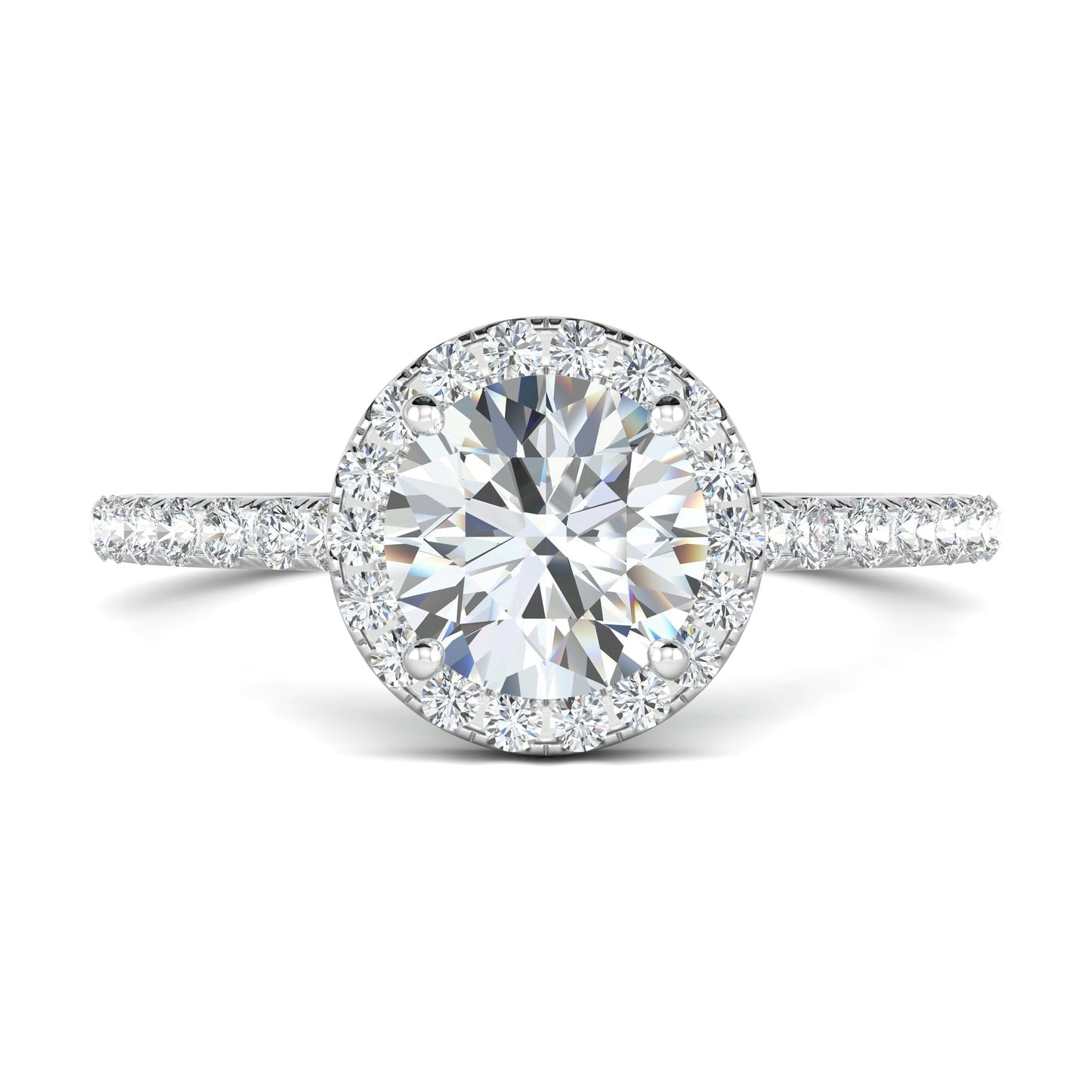 1.0 CT Round Cut Halo Moissanite Engagement Ring