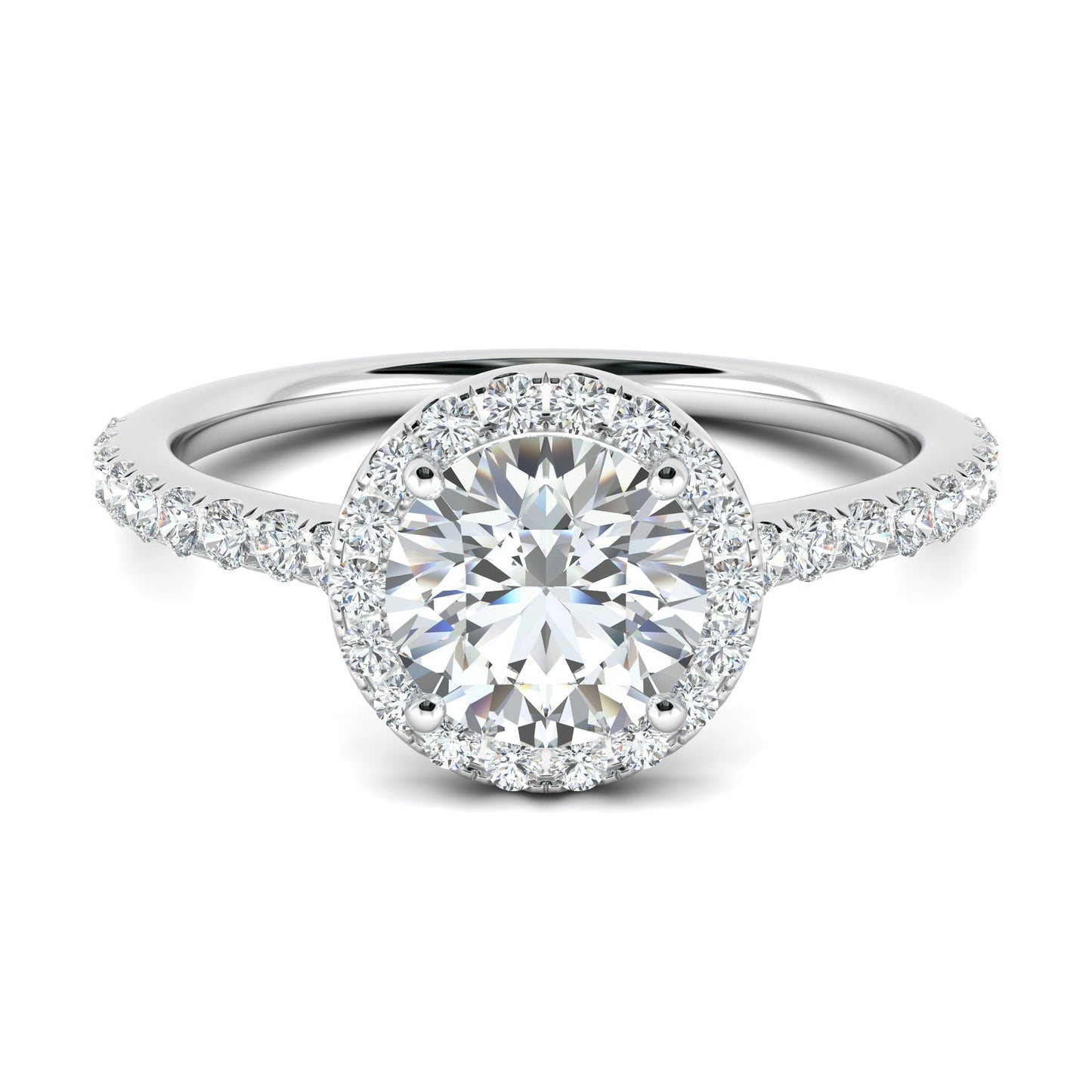 1.0 CT Round Cut Halo Moissanite Engagement Ring