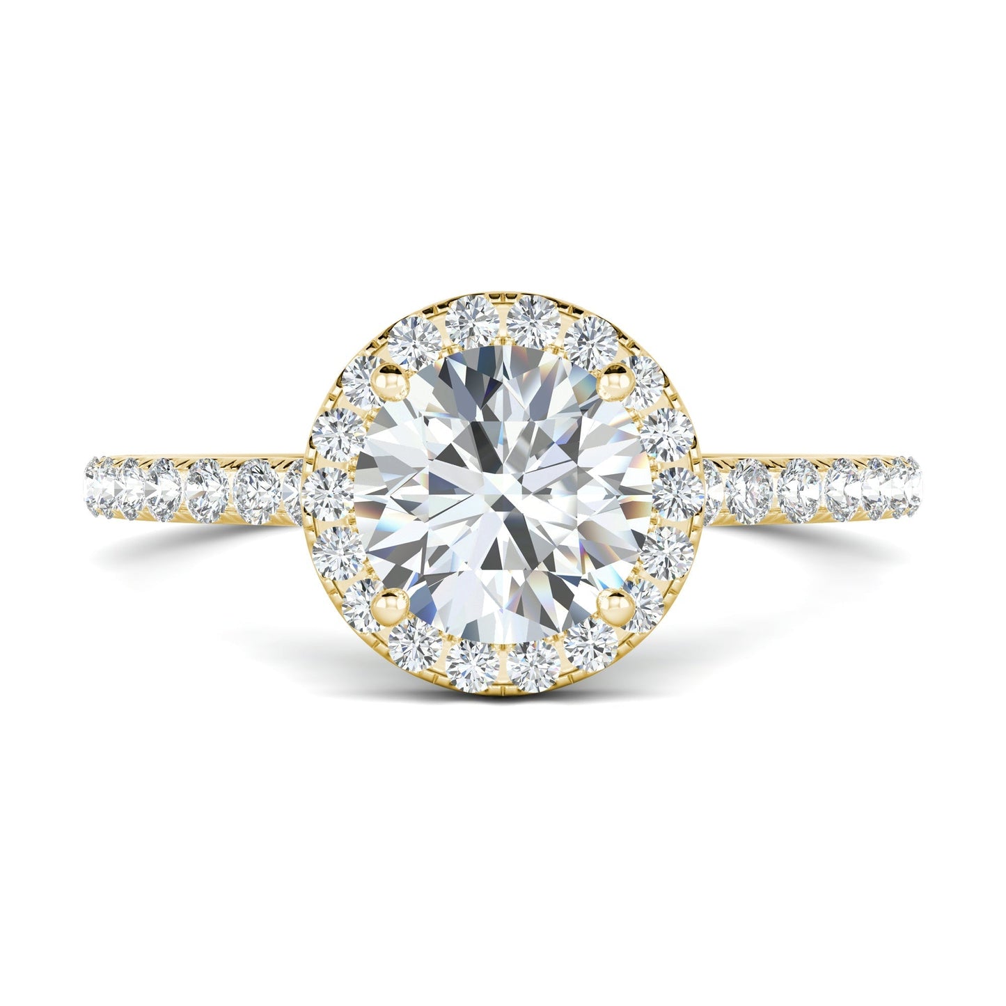 1.0 CT Round Cut Halo Moissanite Engagement Ring