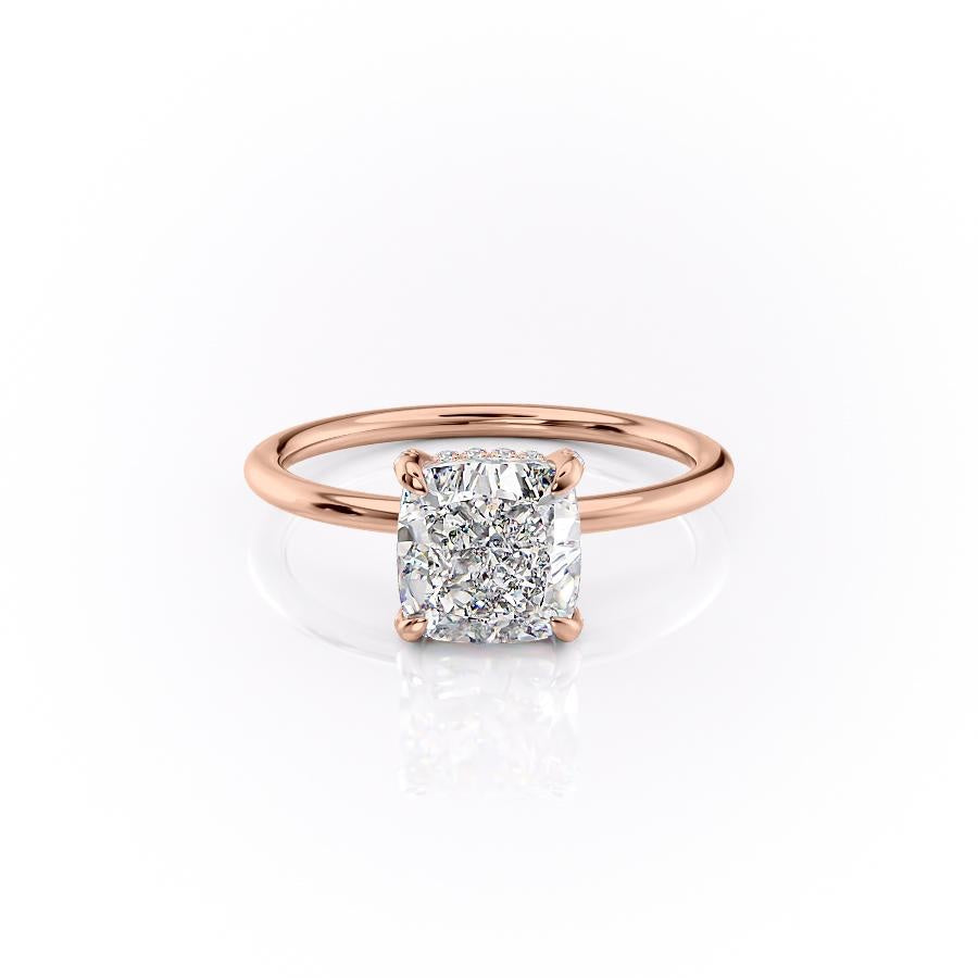 2.0 CT Elongated Cushion Cut Solitaire Hidden Halo Setting Moissanite Engagement Ring