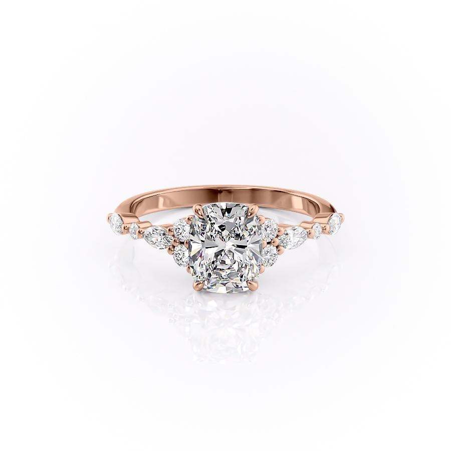 2.0 CT Elongated Cushion Cut Cluster Moissanite Engagement Ring
