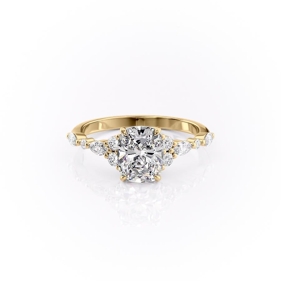 2.0 CT Elongated Cushion Cut Cluster Moissanite Engagement Ring