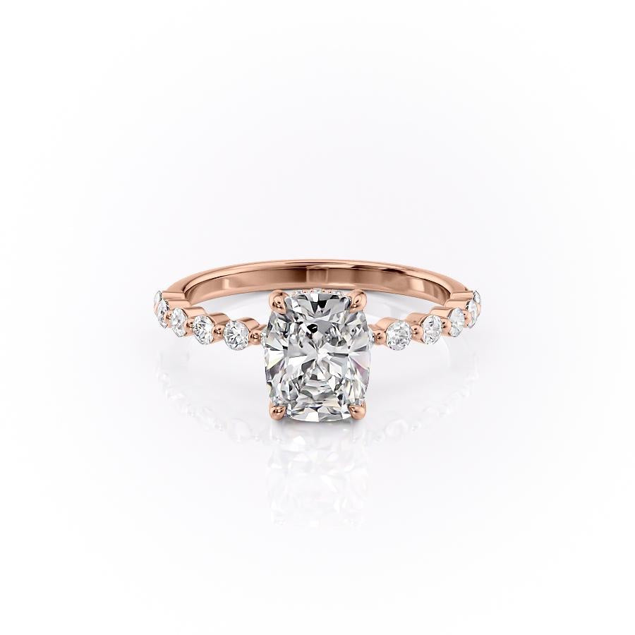 2.0 CT Elongated Cushion Cut Hidden Halo Pave Setting Moissanite Engagement Ring