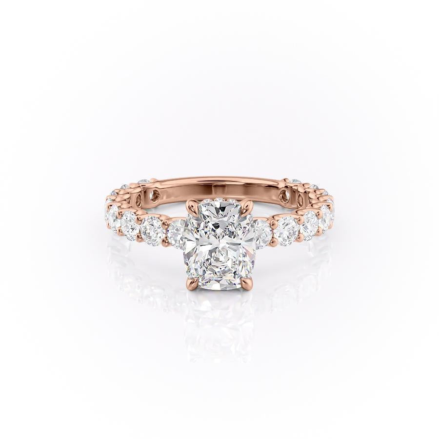 2.0 CT Elongated Cushion Cut Hidden Halo Pave Moissanite Engagement Ring
