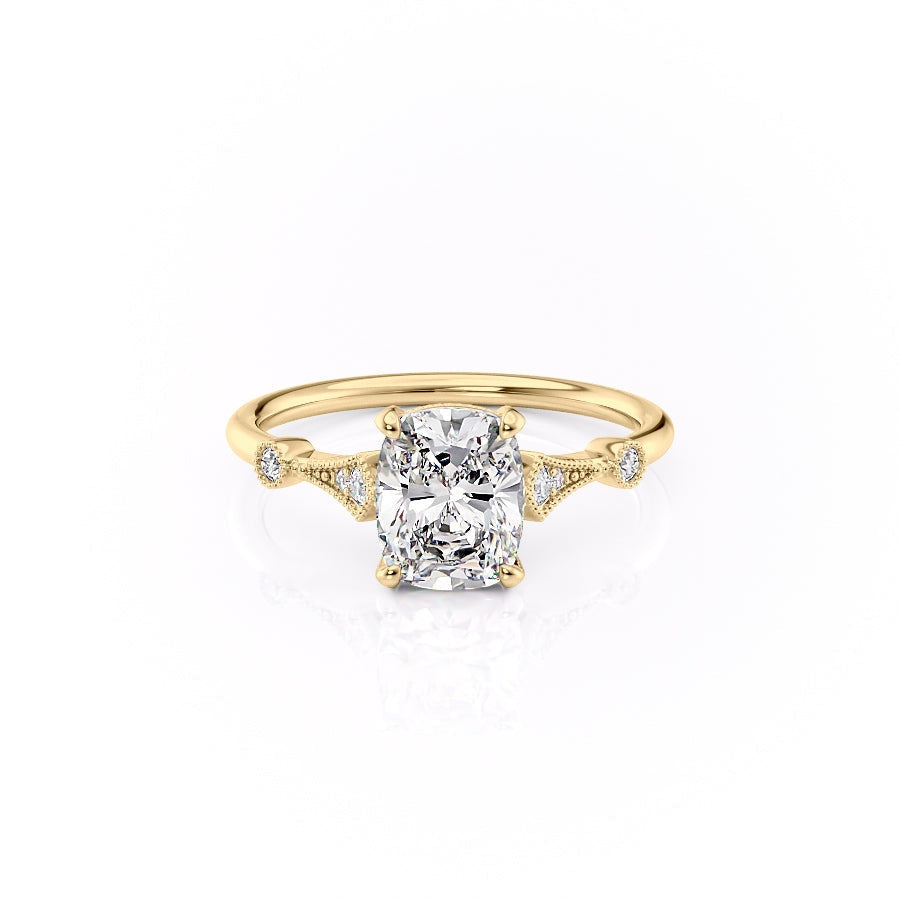 2.0 CT Elongated Cushion Cut Hidden Halo Moissanite Engagement Ring