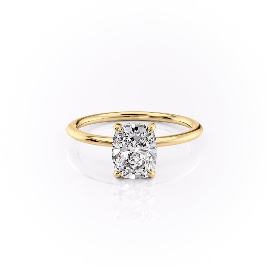 2.0 CT Elongated Cushion Cut Solitaire Hidden Halo Setting Moissanite Engagement Ring