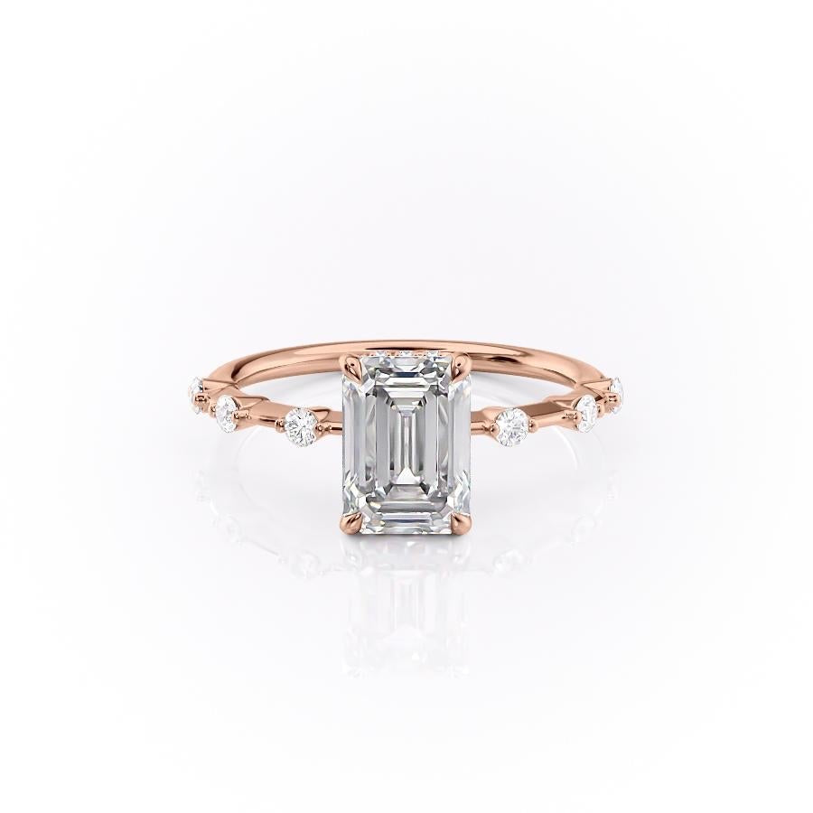 2.10 CT Emerald Cut Solitaire Dainty Style Moissanite Engagement Ring