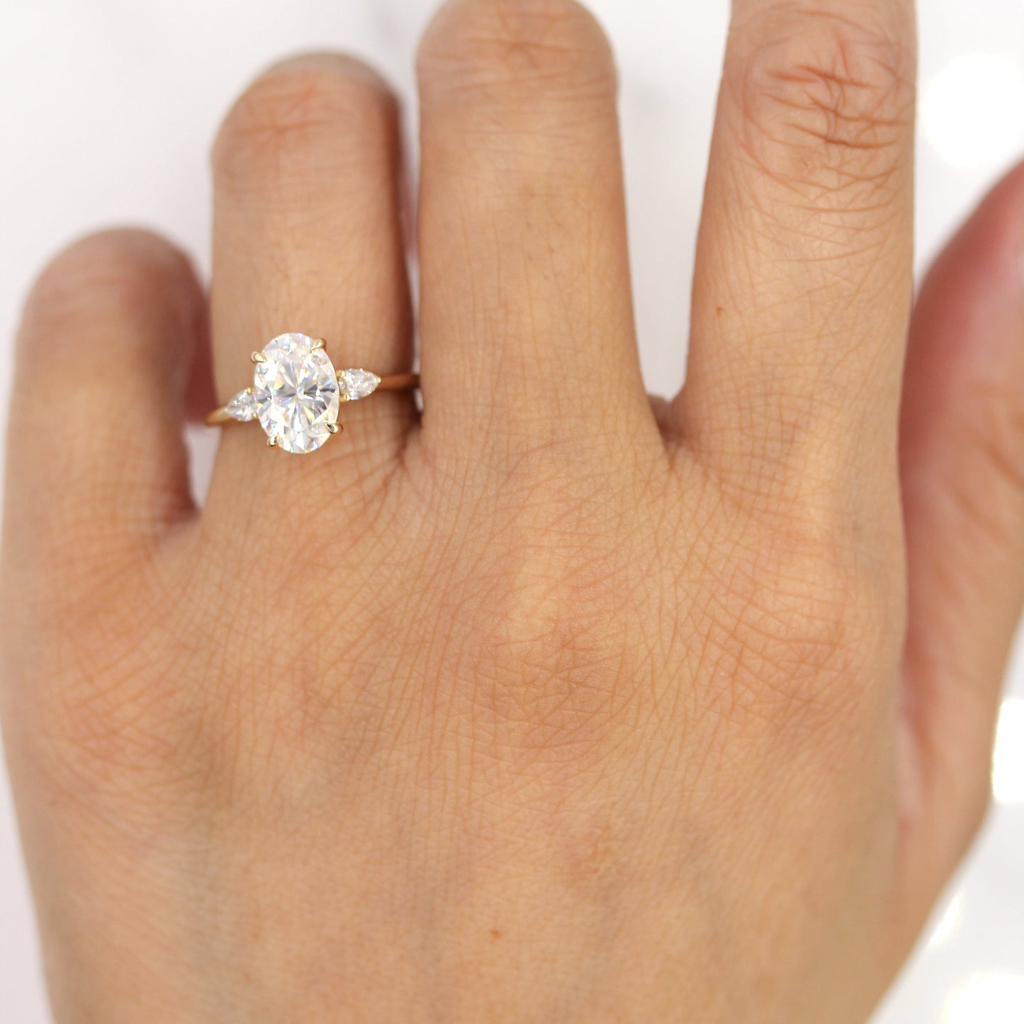 3.75 CT Oval Cut Three Stone Moissanite Engagement Ring