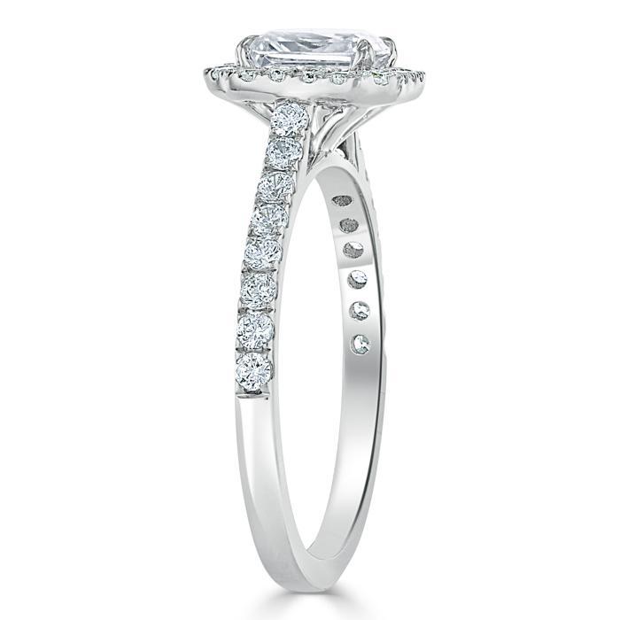 1.0 CT Radiant Cut Halo Pave Setting Moissanite Engagement Ring