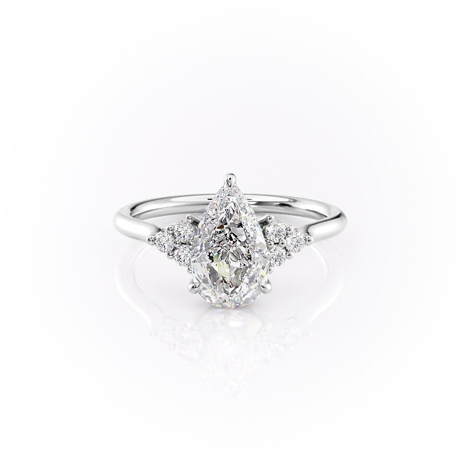 2.0 CT Pear Cut Cluster Moissanite Engagement Ring