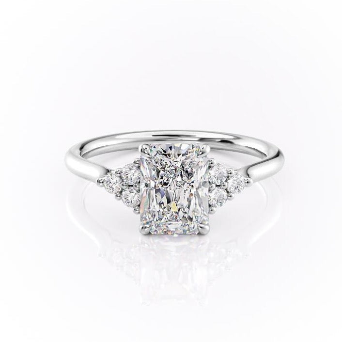 2.0 CT Radiant Cut Cluster Moissanite Engagement Ring